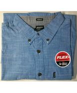 DICKIES RELAXED FIT FLEX SHORT SLEEVE BUTTON FRONT HEATHER BLUE SHIRT NEW - £15.84 GBP