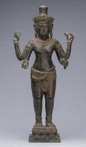 Vishnu Statue - Ancien Khmer Style Bronze Bayon Style 63cm/25 &quot; - £973.27 GBP
