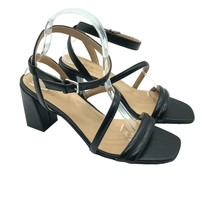 Naturalizer Rizzo Sandals Square Toe Strappy Block Heel Faux Leather Black 9.5 - £23.05 GBP