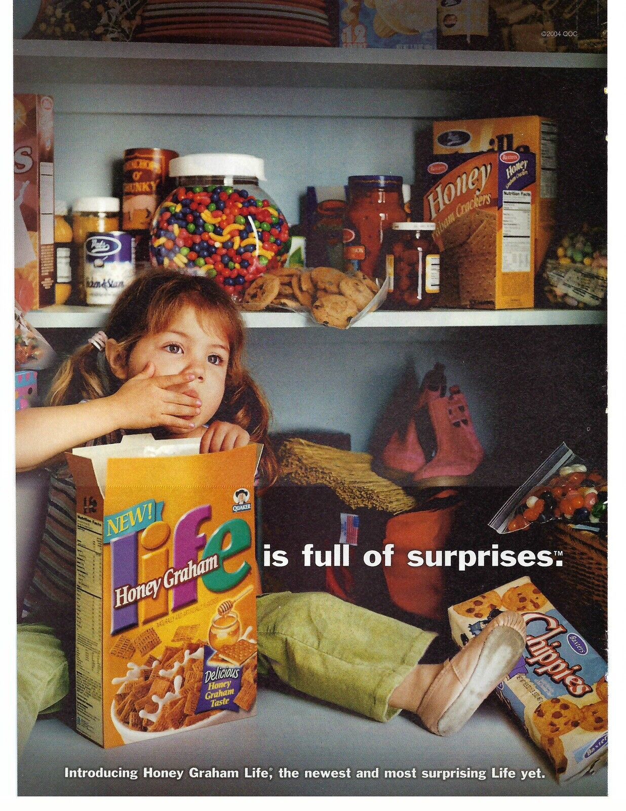 2004 Quaker Honey Graham Life Cereal Delicious Vintage Magazine Print