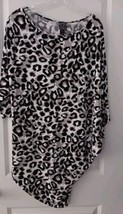 Clara Sun Woo XL Asymmetric Tunic Top Animal Print Dolman Sleeve Jersey ... - $23.12