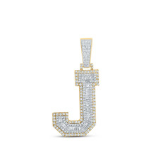 10kt Two-tone Gold Mens Baguette Diamond J Letter Charm Pendant 1-3/8 Cttw - £1,486.92 GBP