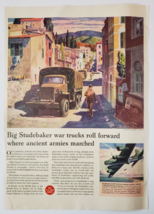 1944 Studebaker Vintage WW2 Print Ad Soldier And Truck Going Down The Street - £14.34 GBP