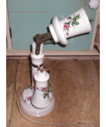 Lefton ? Ceramic Candlestick telephone electric LAMP 1960&#39;s Floral 10&quot; J... - $44.55