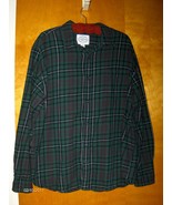 St John&#39;s Bay Flannel Shirt Men&#39;s Green Plaid Size XL Long Sleeve Button... - £14.38 GBP