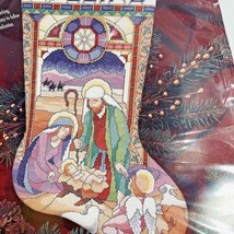 BUCILLA Stained Glass Nativity Stocking 83438 Cross Stitch Kit Christmas Jesus - £52.03 GBP