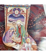 BUCILLA Stained Glass Nativity Stocking 83438 Cross Stitch Kit Christmas... - £52.96 GBP