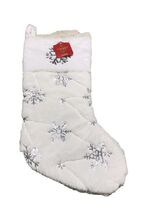 December Home Glittery Silver Snowflakes Fluffy White Winter Stocking 16... - €23,68 EUR