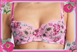 38DD Pink Floral WICKED Angels  PushUp wo pad Balconette Victorias Secret UW Bra - £35.96 GBP