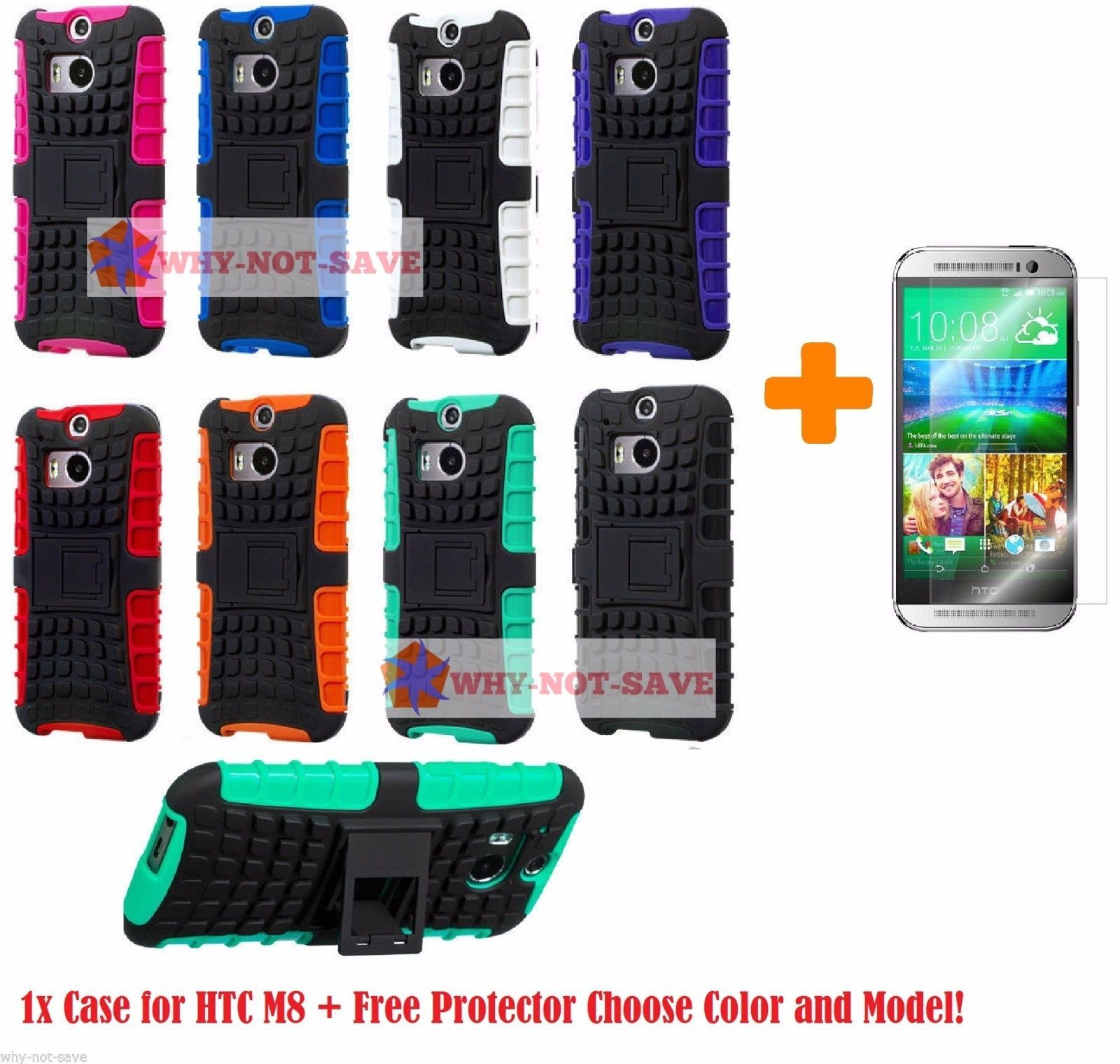 Premium Deluxe Hard ShockProof Rugged Impact stand Case Cover for HTC One M8 New - $21.23
