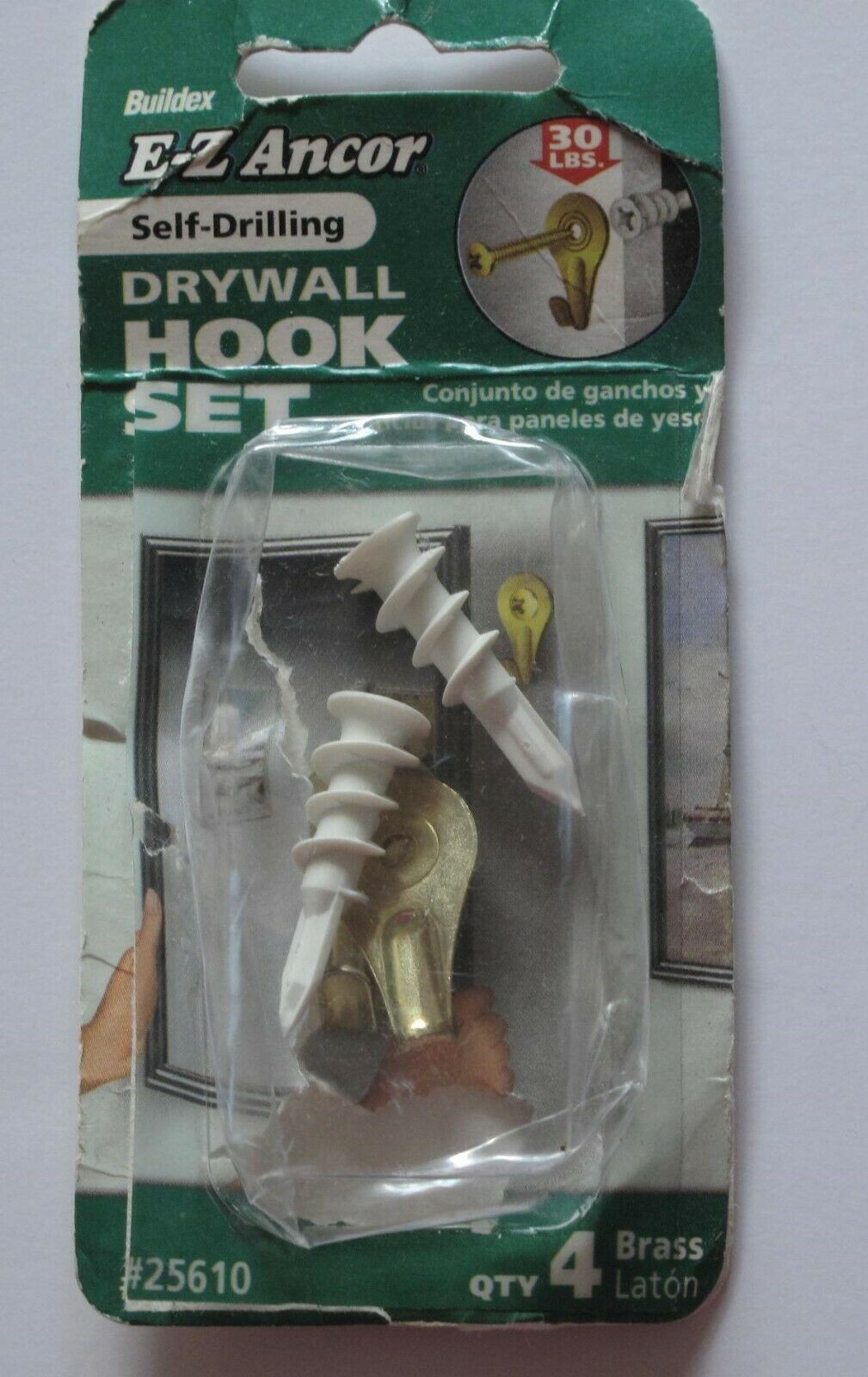 Buildex E-Z Ancor Self Drilling Drywall Hook Set 30 lbs, for Parts - $1.38