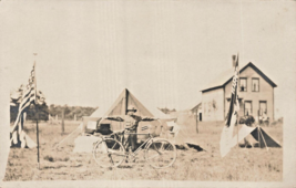 UNITED STATES SOLDIER CAMP-BICYCLE-FLAGS-TENT~REAL PHOTO POSTCARD - $14.52