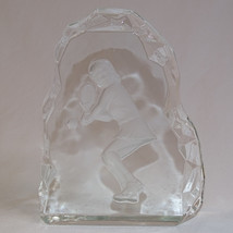 Tennis Player Crystal Clear Glass Paperweight 3D Etched Inside, Heavy Ar... - $12.13