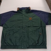 Tri-Mountain Mens Windbreaker Green/Blue Full Zip Hidden Hoodie Jacket Size 2XLT image 14