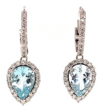 Natural Aquamarine Diamond Earrings 14k Gold 3.61 TCW Certified $5,950 118916 - £1,920.19 GBP