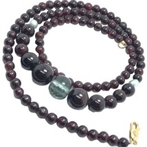 vintage graduated garnet and glass Pearl  beads necklace 14k GF Lock 22” - £120.64 GBP