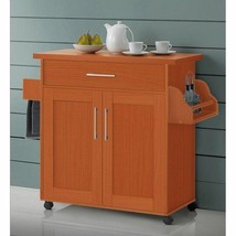 Cherry Kitchen Trolley Cart Island Rolling Storage Prep Table Utility Cabinet - £147.61 GBP