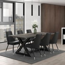 Zax/Silvano 7pc Dining Set in Black with Grey Chair - £2,500.32 GBP