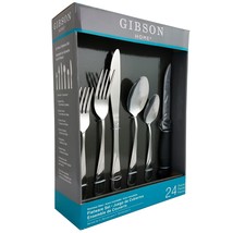 Gibson Home Trillium Plus 24 Piece Stainless Steel Flatware Set with 4 S... - $64.65