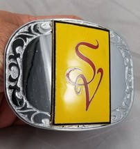 Belt Buckle SV Initials Letters Western Style Filigree Etched Engraved S... - £31.59 GBP