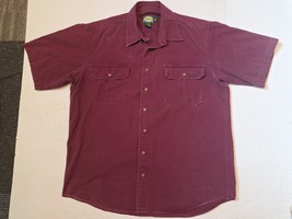 Cabelas Short Sleeve Shirt Mens L Tall Dark Red 100% Cotton Button Down ... - $206.72 MXN