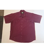 Cabelas Short Sleeve Shirt Mens L Tall Dark Red 100% Cotton Button Down ... - $206.72 MXN