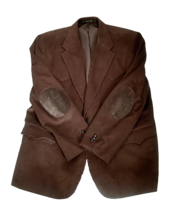 Circle S Men&#39;s Western Corduroy Blazer Jacket 50R Med Brown Elbow Patch Lined - £29.35 GBP
