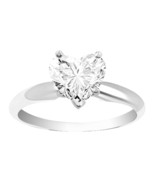 Moissanite 2 Ct Heart Solitaire Engagement Wedding Promise Ring 14K Whit... - $747.98