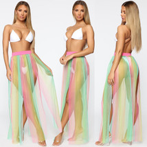 Women Bikini Cover Up Swimwear Mesh Sheer Beach Maxi Wrap Skirt Sarong - $21.64