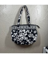 Vera Bradley Black White Floral Quilted Bag Purse Tote - Double Shoulder... - $38.60 CAD