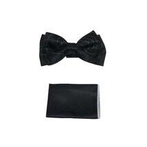 Men Formal Award Bow Tie Hankie Insomnia by Manzini Floral MZS303 Black Gold image 2