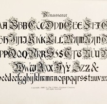 Renaissance Font Example 1899 Victorian Craft Supply Art Drawing Ephemer... - £15.79 GBP