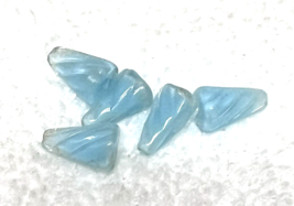 5 Vintage Art Glass Beads Blue Clear Swirls 3/8 x 3/16 x 1/2 In Cone - $5.45