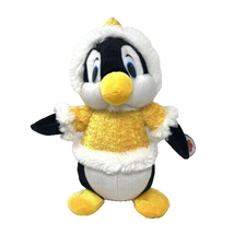 Nanco Penguin Plush Yellow Winter Fur Hat Hoodie Coat 12 In Stuffed Anim... - £10.10 GBP