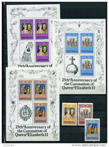 Antigua 1978 Sc 508-5 (5) Souvenir Sheets+Stamps MNH Silver Jubilee Quee... - £6.30 GBP