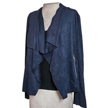 Faux Suede Open Front Blazer Jacket with Pockets Size Large - £27.76 GBP