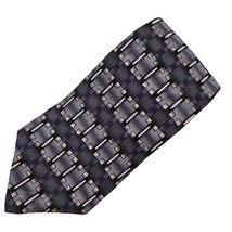 Oleg Cassini Mens Silk Tie Gray Geometric Design Classic Length Width Work - £9.49 GBP