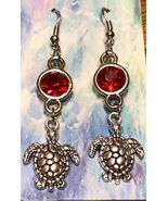 New Adorable Red Jewel Sea  Turtle Dangle EarringsLimited Quanities - $7.00