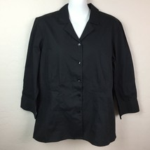 Style &amp; Co Women&#39;s Black Button Up Blouse Work Office Business Dressy Size 12 - £19.97 GBP