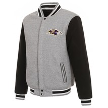 NFL Baltimore Ravens   Reversible Full Snap Fleece Jacket  JHD  2 Front Logos - £95.69 GBP