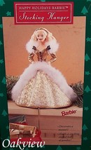 Hallmark 1995 Happy Holidays Barbie Stocking Hanger White Gown - $9.95
