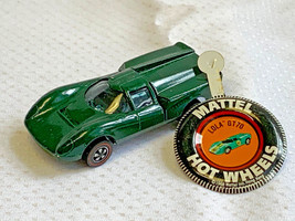 1968 Mattel Hot Wheels Redline Lola GT70 Green &amp; Badge Diecast 1:64 Car Toy - £119.51 GBP