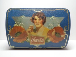 1997 Coca Cola lady and flowers tin box blue - £12.23 GBP