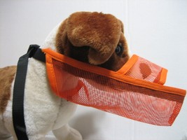 Mesh Muzzle For Large Breed Dogs Safety Orange Open Nose Breathable - £7.41 GBP
