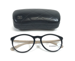 Chanel Eyeglasses Frames 3413 c.942 Shiny Black Beige Round Full Rim 53-... - $247.49