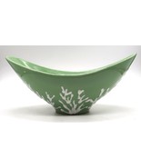 Vtg Mid Century Italian Pottery Bowl Vase 60/34 Green &amp; White Abstract A... - $40.00