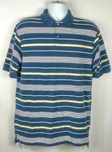 Jos. A Bank Men&#39;s Polo Shirt Medium Striped Blue Yellow White - £15.59 GBP