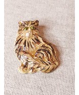 Vintage Handcrafted Clay Longhaired Cat Brooch - $29.54