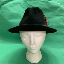 Vintage Wallach Black Genuine Velour Fedora Mens Hat Fashion Cosplay KG - £39.56 GBP