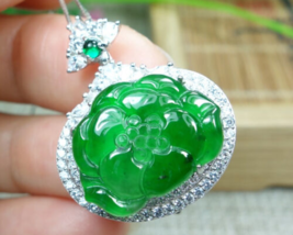 Certified Icy Green Burma 100% Natural A jadeite jade Pendant Silver ~Lo... - £303.96 GBP